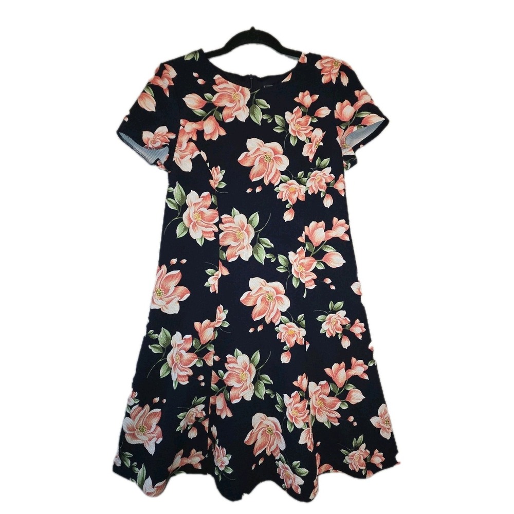 JH JESSICA HOWARD Size 12P Petite Fit & Flare Dress Lined Textured Floral Print